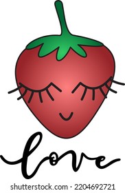 strawberry love with close eyes