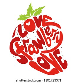 strawberry love lettering