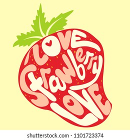 strawberry love lettering