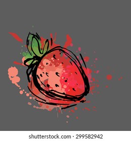 Strawberry made of colorful splashes 