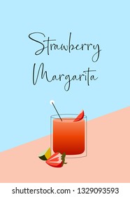 Strawberry Margarita cocktail minimal design