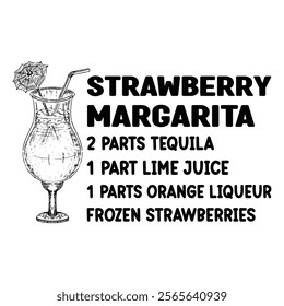 Strawberry Margarita Cocktails Recipe T shirt