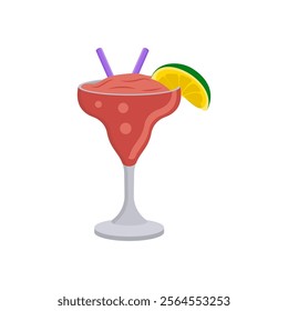 Strawberry Margarita, Cocktails Vector illustration, Isolated