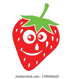 Strawberry mascot Cartoon in Vector fruit vegetable icon symbol