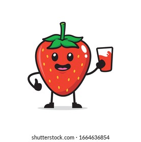 Strawberry mascot character design vector