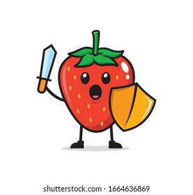 Strawberry mascot character design vector