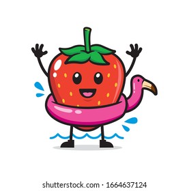 Vector de diseño de carácter de mascota de fresas