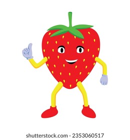 strawberry mascot design. cute character red fruit vector illustration.