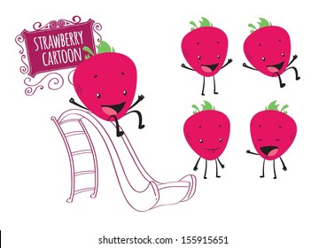 Strawberry Mascot Happy