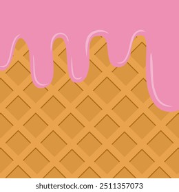 Strawberry  melted on waffle background vector image
