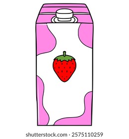 strawberry milk box illustration hand drawn isolated vector