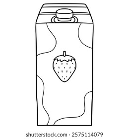 strawberry milk box illustration hand drawn outline vector