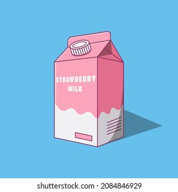 Strawberry Milk Box Isolated On Blue Stock Vector (Royalty Free) 2084846929