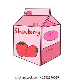 Strawberry milk box vector illustration isolated on white background