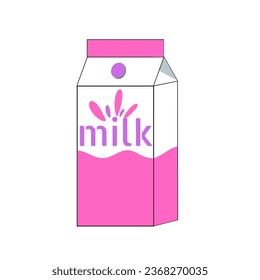 Strawberry milk cartoon vector isolated on White background