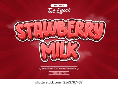 Strawberry milk editable text effect with cloud background 