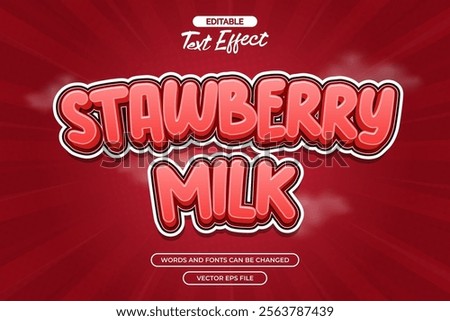 Strawberry milk editable text effect with cloud background 