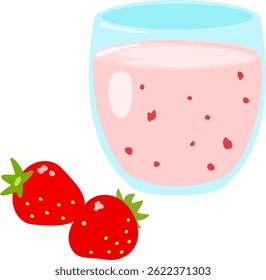 Strawberry milk in a glass