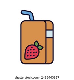 strawberry milk icon with white background vector stock illustration