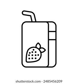 strawberry milk icon with white background vector stock illustration