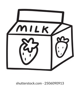 Strawberry milk. Outline icon. Vector illustration on white background.