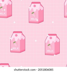 Strawberry milk pink pastel with shimmer light aesthetic cute design seamless pattern