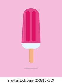 strawberry and milk popsicle, strawberry and milk ice cream, vector illustration