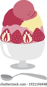 Material de ilustración del vector de hielo afeitado con leche de fresa