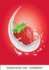 Strawberry In Milk Splash