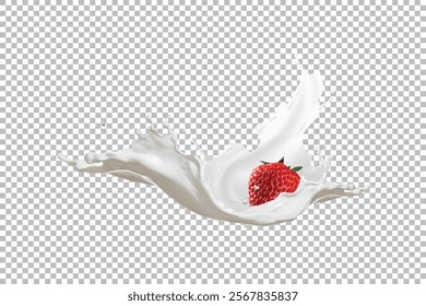 Strawberry with Milk Splash Elegance