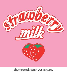 Strawberry milk vector design, lettering, designs for clothes, mugs, posts, logos, wallpapers, and others. Print cut file