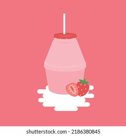 strawberry milk vector, graphic, and flat design.
