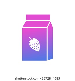 Strawberry milk vector icon, strawberry flavored milk box symbol flat design.