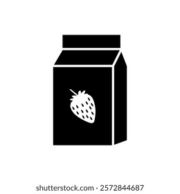 Strawberry milk vector icon, strawberry flavored milk box symbol flat design.