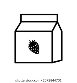 Strawberry milk vector icon, strawberry flavored milk box symbol flat design.