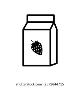 Strawberry milk vector icon, strawberry flavored milk box symbol flat design.