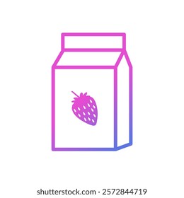 Strawberry milk vector icon, strawberry flavored milk box symbol flat design.