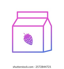 Strawberry milk vector icon, strawberry flavored milk box symbol flat design.