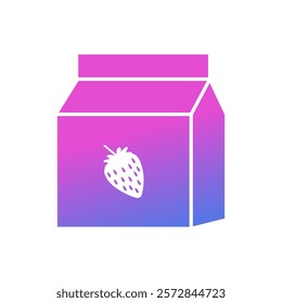 Strawberry milk vector icon, strawberry flavored milk box symbol flat design.