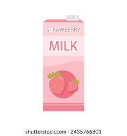 Strawberry milk vector illustration on white background. Strawberry milk is a delicious drink.