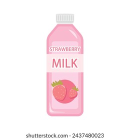 Strawberry milk vector illustration on white background. Strawberry milk is a delicious drink.