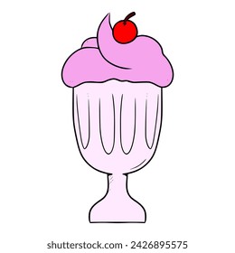ilustración de color de batido de fresa dibujado a mano vector	