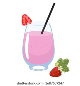 Strawberry milkshake isolate on a white background. Vector graphics