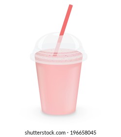 Strawberry milkshake on white background