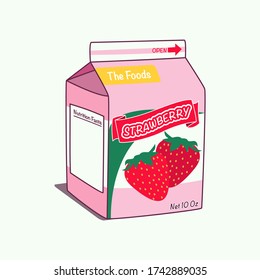 Strawberry Milkshake packaging vector illustration