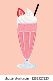 strawberry milkshake vector illustration