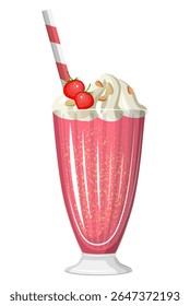  Milkshake de morango com nata batida e morangos