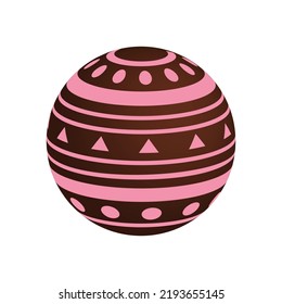 Strawberry mix Chocolate Ball 3d. Vector illustration.