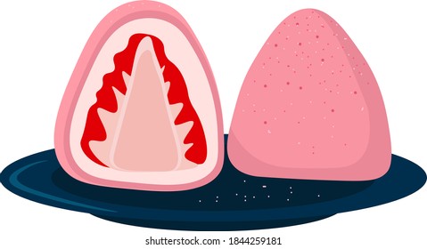 Strawberry mochi, illustration, vector on white background