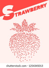 Strawberry modern halftone dot poster with bright colors
